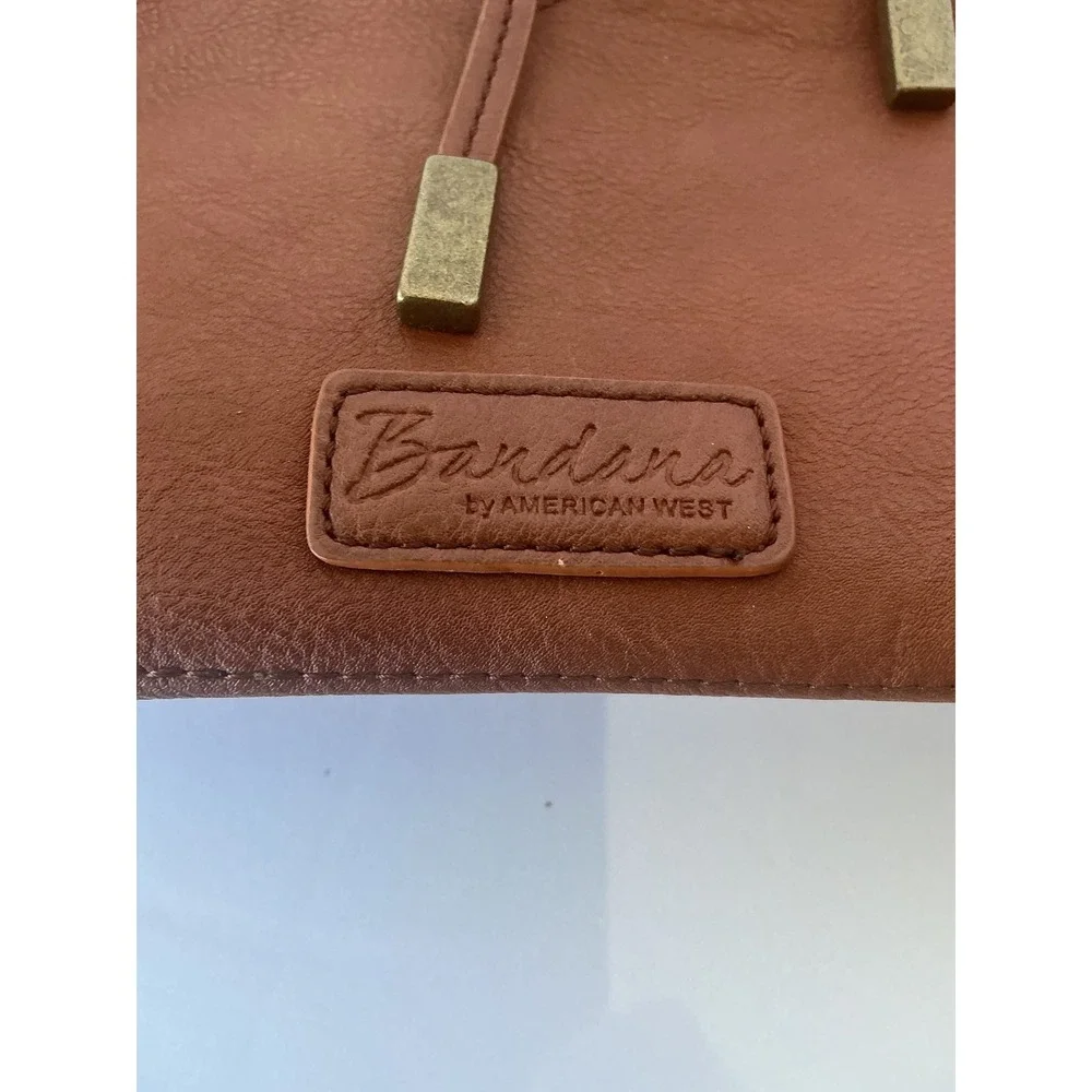 American West Bandana Tote Bag Brown Faux Leather Laser Cut Purse‎